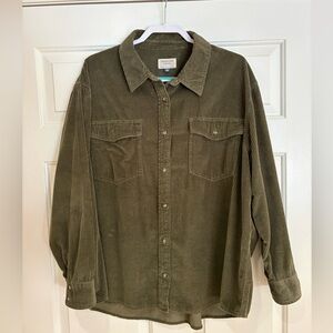 American Eagle Outfitters Olive Corduroy Shirt